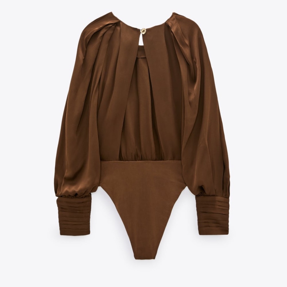 COPY - NWT ZARA PLEATED SATIN EFFECT BODYSUIT siz…